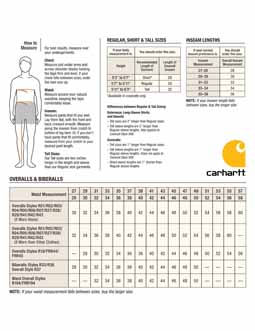 Carhartt Size Chart - Broberry Manufacturing,